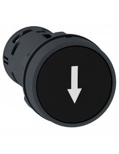 Harmony bouton-poussoir affleurant diam. 22 noir 1F blanc Flèche bas SCHNEIDER XB7NA21343