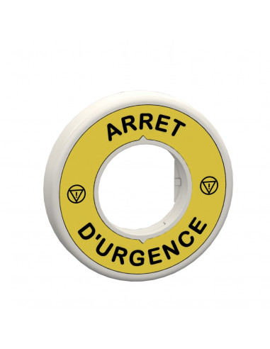 Harmony étiquette lumineuse rouge diam. 60 ARRET D'URGENCE fond jaune 24V SCHNEIDER ZBY9W2B130