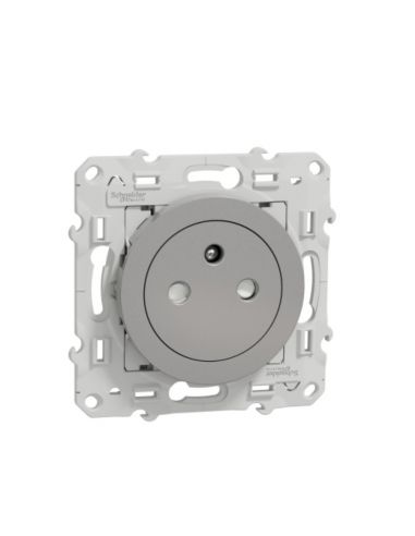Odace prise de courant 2P+T affleurante Alu connexion rapide SCHNEIDER S530052