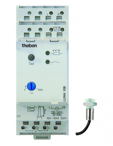 Interrupteur crépusculaire 2 à 2000 lux réglage analogique cellule encastrée THEBEN 1090200