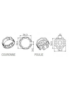 Adaptateur octogonal 59 x 0,6mm CAME 001YK5101