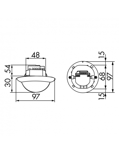 PD4-S-C-EN DÉTECTEUR ESCLAVE 2 X 10 M DANS L'AXE ENCASTRÉ 924455 LUXOMAT 92445