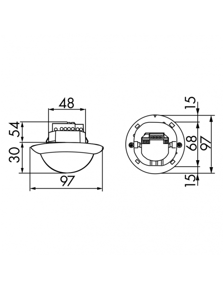 PD4-S-C-EN DÉTECTEUR ESCLAVE 2 X 10 M DANS L'AXE ENCASTRÉ 924455 LUXOMAT 92445