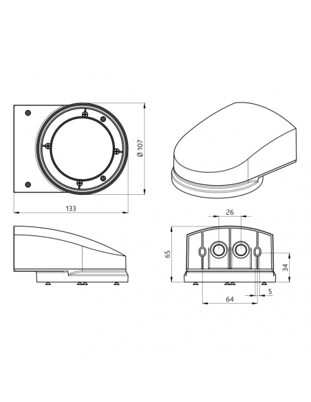 BRAS MURAL PD2N/4N TYPE A SUPPORT POUR MONTAGE MURAL DES DÉTECTEURS FAUX PLAFOND 931644 LUXOMAT 93164