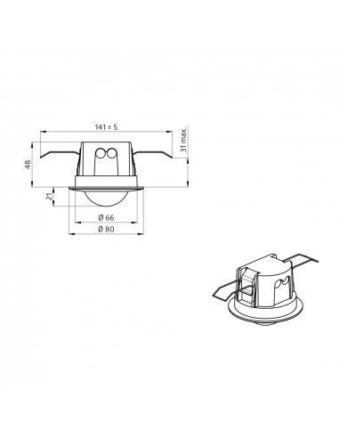 BL2-PLUS-FP DÉTECTEUR DE PRÉSENCE FAUX PLAFOND AVEC ZONE DE DÉTECTION DE 360° 934058 LUXOMAT 93405