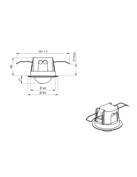 BL2-PLUS-FP DÉTECTEUR DE PRÉSENCE FAUX PLAFOND AVEC ZONE DE DÉTECTION DE 360° 934058 LUXOMAT 93405