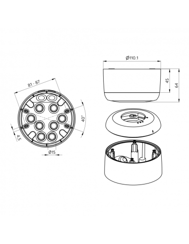 KIT AP IP54 PD2N H BLANC KIT DE MONTAGE EN SAILLIE POUR PD2N COUL. BLANC 93454 LUXOMAT 93454