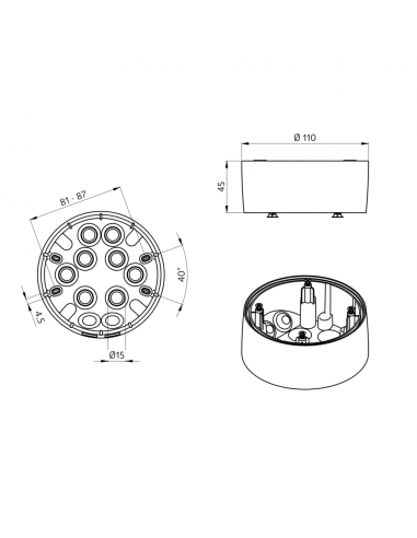 KIT AP IP54 PD4N H BLANC KIT DE MONTAGE EN SAILLIE POUR PD4N COUL. BLANC 93465 LUXOMAT 93465