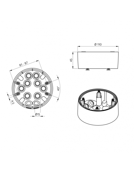 KIT AP IP54 PD4N H BLANC KIT DE MONTAGE EN SAILLIE POUR PD4N COUL. BLANC 93465 LUXOMAT 93465