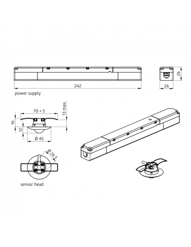 PD9N-M-DACO DALI-2 MINI DÉTECTEUR DE PRÉSENCE, CONTRÔLEUR D'APPLI DALI 934706 LUXOMAT 93470