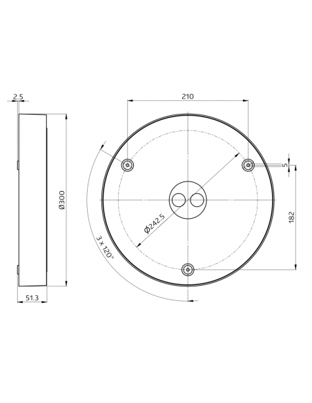 AL93-20-300-LED-3C HUBLOT À LED PLAT AVEC 3 RÉGLAGES DE TEMPÉRATURE DE COULEURS 936335 LUXOMATIC 93633