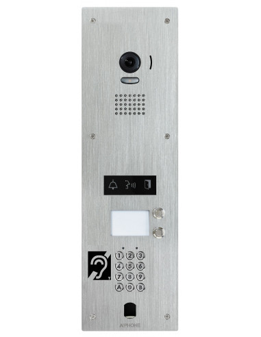 Platine vidéo inox encastrée 2BP clavier a codes percage vigik obturateur et boucle magnétique AIPHONE JP2LKVBMA 130353