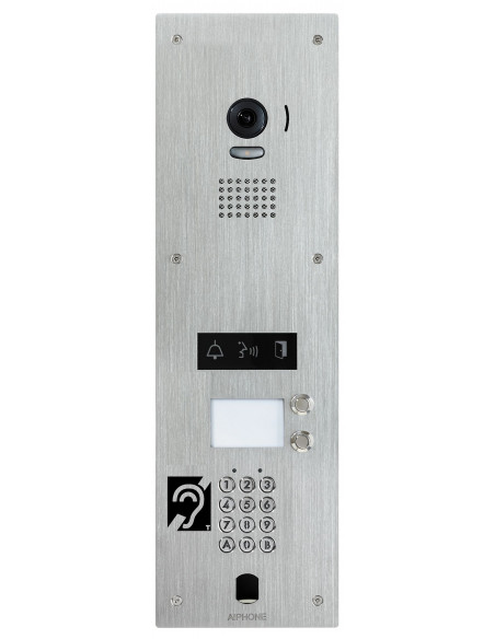 Platine vidéo inox encastrée 2BP clavier a codes percage vigik obturateur et boucle magnétique AIPHONE JP2LKVBMA 130353