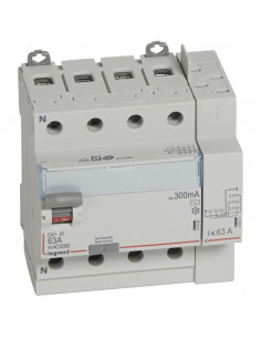 DX3 INTERRUPTEUR DIFFERENTIEL TETRAPOLAIRE 63A AC 300MA LEGRAND 411655