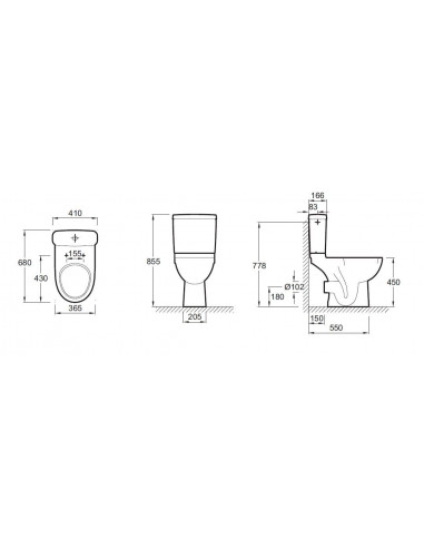 PACK WC ODEON SH.S.3/5L 523-00 SUR LEV AB.STD BLC JACOB DELAFON E0523-00