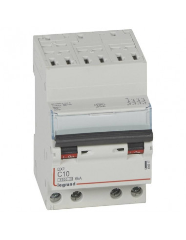 DX3 DISJONTEUR TETRAPOLAIRE COURBE C 10A 4500A/6KA AUTO LEGRAND 406917
