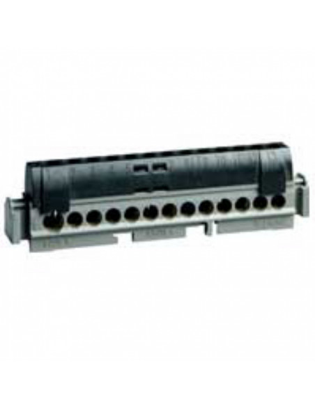 Bornier de répartition isolé IP2X phase 1 connexion 6mm² à 25mm² noir longueur 176mm LEGRAND 004856
