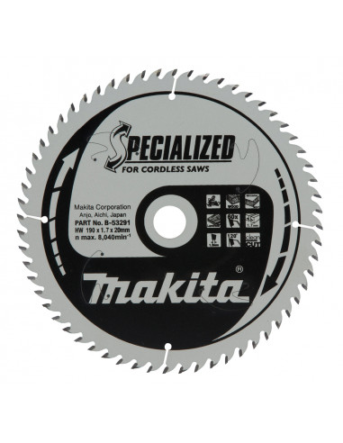 LAME TCT MDF 190x20MM 60DENTS MAKITA B-53291