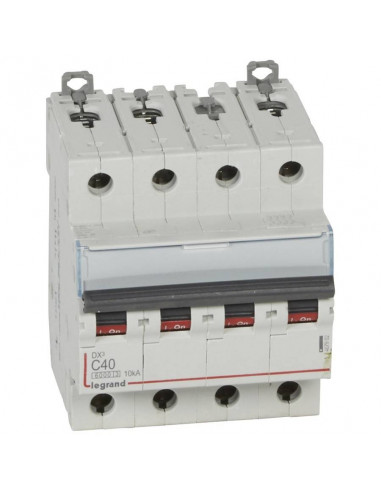 Disjoncteur DX³6000 10kA arrivée haute et départ bas à vis 4 Pôles 400V 40A courbe C pour peigne HX³ traditionnel LEGRAND 407902
