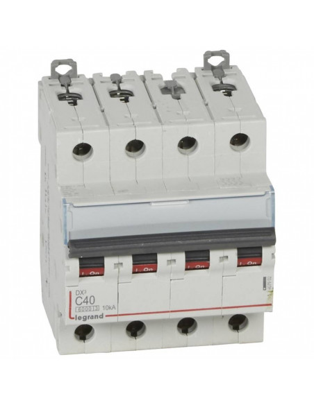 Disjoncteur DX³6000 10kA arrivée haute et départ bas à vis 4 Pôles 400V 40A courbe C pour peigne HX³ traditionnel LEGRAND 407902