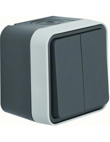 Cubyko double va-et-vient saillie gris HAGER WNC040
