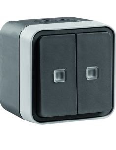 cubyko double va-et-vient lumineux saillie gris HAGER WNC041