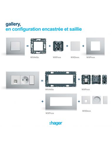 Interrupteur va&vient gallery a tirage 2 modules HAGER WXF005
