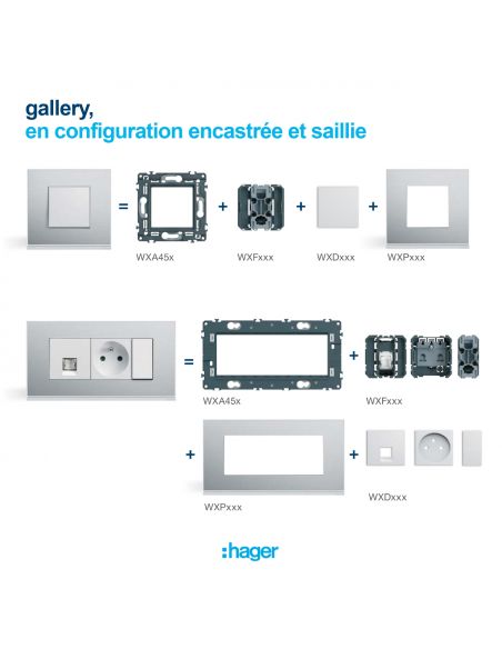 Interrupteur va&vient gallery a tirage 2 modules HAGER WXF005