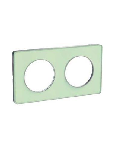 Plaque translucide verre avec liseré alu 2 postes horiz./vert. 71mm Odace Touch SCHNEIDER S530804S