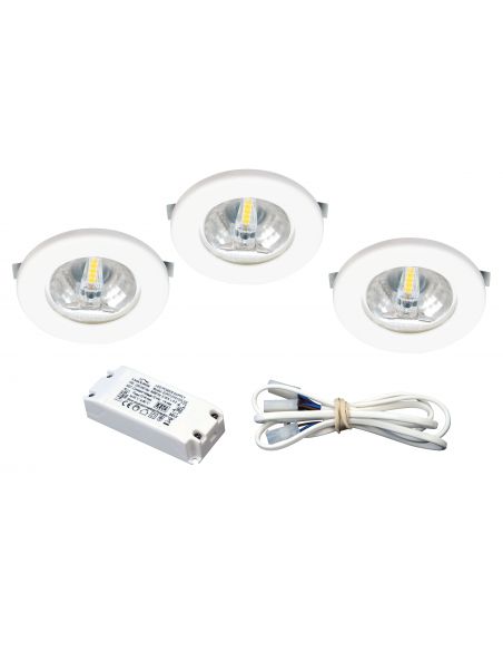 KIT MEUBLE LED Encastrés blancs avec LED G4 1,8W 3000K 150lm driver inclus ARIC 50775