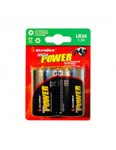 PILES LR20 PACK X2 SUPER ALCALINES SUNDEX 6-12 (X6) MIIDEX VISION-EL 4103 2
