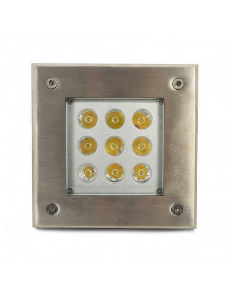 ETNA CARRE SPOT ENCASTRABLE SOL 9W 3000K IP67 INOX 316L MIIDEX VISION-EL 70642