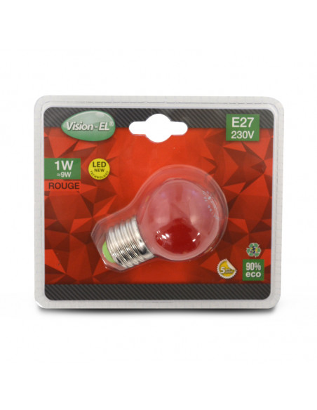 LED 1W BULB E27 ROUGE BLISTER MIIDEX VISION-EL 76182