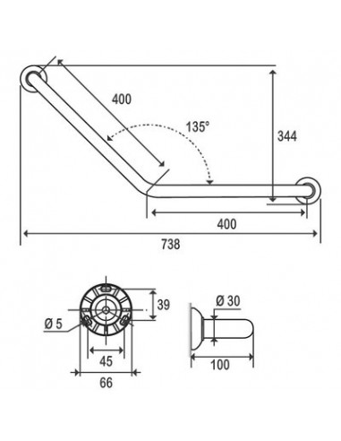 BARRE COUDEE ALU BLC D30 PELLET 049230