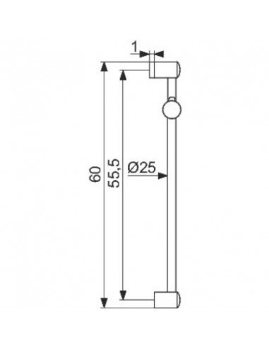 BARRE DOUCHE D25 CHROM BOUTON ODYSSEA 1012023