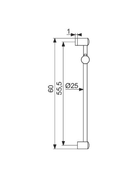 BARRE DOUCHE D25 CHROM BOUTON ODYSSEA 1012023