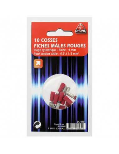 COSSE CYL MALE ROUGE 4MM (10 pièces) DHOME MPD 1,25-156