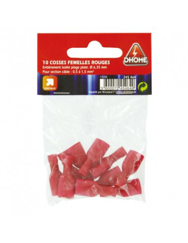 COSSE ISOL FEM ROUG 6,35MM (10 pièces) DHOME FDFD 1,25-250