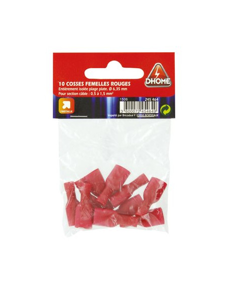 COSSE ISOL FEM ROUG 6,35MM (10 pièces) DHOME FDFD 1,25-250