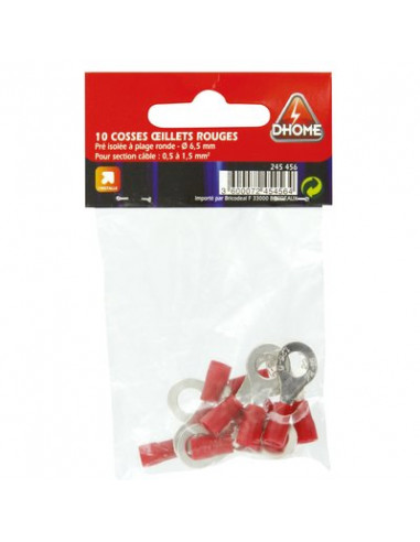 COSSE ROUGE 6,5 MM (10 pièces) DHOME RV 1,25-6