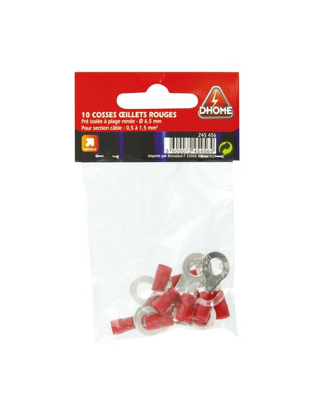 COSSE ROUGE 6,5 MM (10 pièces) DHOME RV 1,25-6