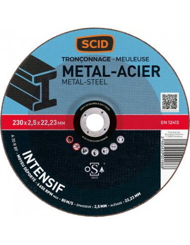Disque à tronçonner Métaux Pro 230X2.5mm SCID 0186