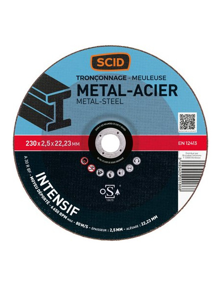 Disque à tronçonner Métaux Pro 230X2.5mm SCID 0186