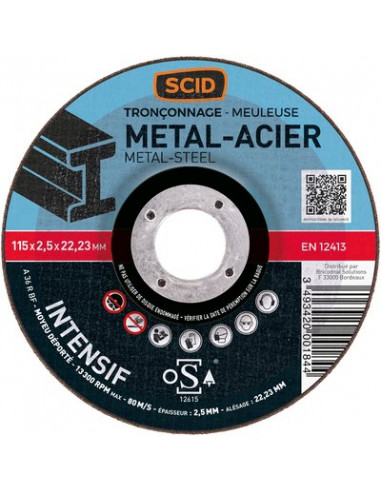 Disque à tronçonner Métaux Pro 230X2.5mm SCID 0186