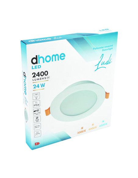 DOWNLIGHT LUDI D225 CCT IP54 DHOME CX-DL266-24W  