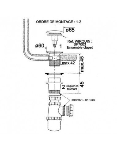 Ensemble bonde/siphon Quick-Clac automatique WIRQUIN PRO 30723121