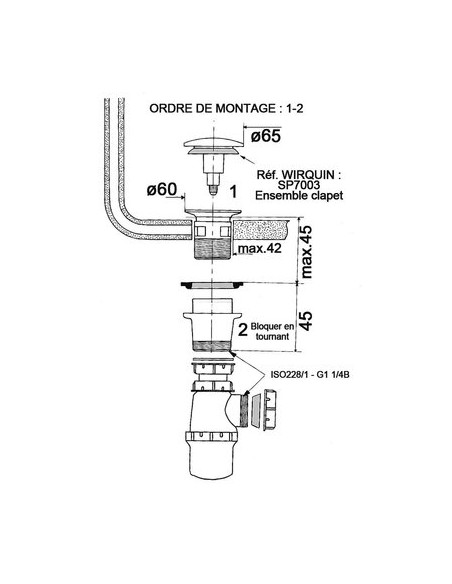 Ensemble bonde/siphon Quick-Clac automatique WIRQUIN PRO 30723121