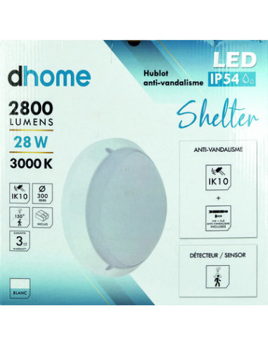 HUB.SHELTER 2800LM 3000K + DET DHOME XBH3130R-MS