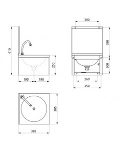LAVE-MAINS MUR SXS MECA DOS IN DELABIE 182320 2