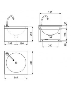LAVE-MAINS MURAL SXS MECA INOX DELABIE 182310 2